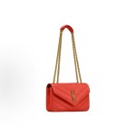 SAINT LAURENT YSL LOULOU bronze metal accessories, envelope bag, crossbody single-shoulder bag, small size for women, red